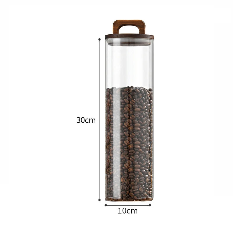 European-style sealed Jar Coffee Bean Storage Transparent Glass Kitchen Storage Food Multi-functional Storage Container with Lid