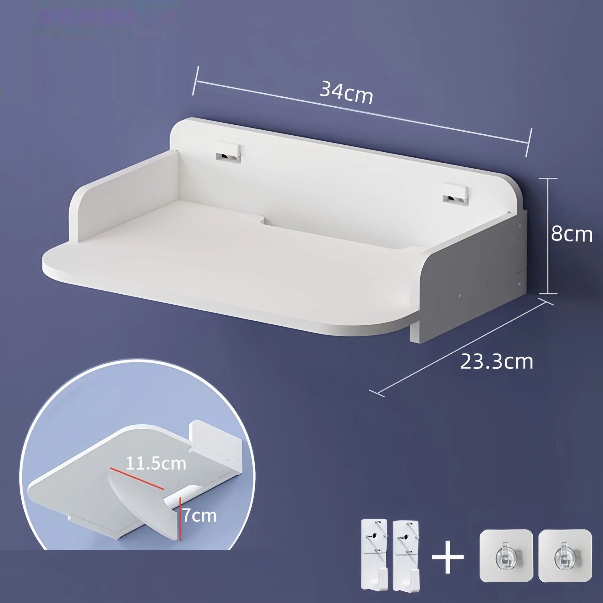 White Desktop Storage Organizer Wall Mounted Floating Shelf for Router and Set-Top Box