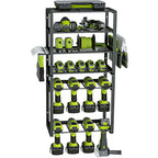 Multifunctional Black Carbon Steel Power Tool Organizer Drill Holder with Five-Tier Wall Mount Rectangle Garage Use Utility Rack