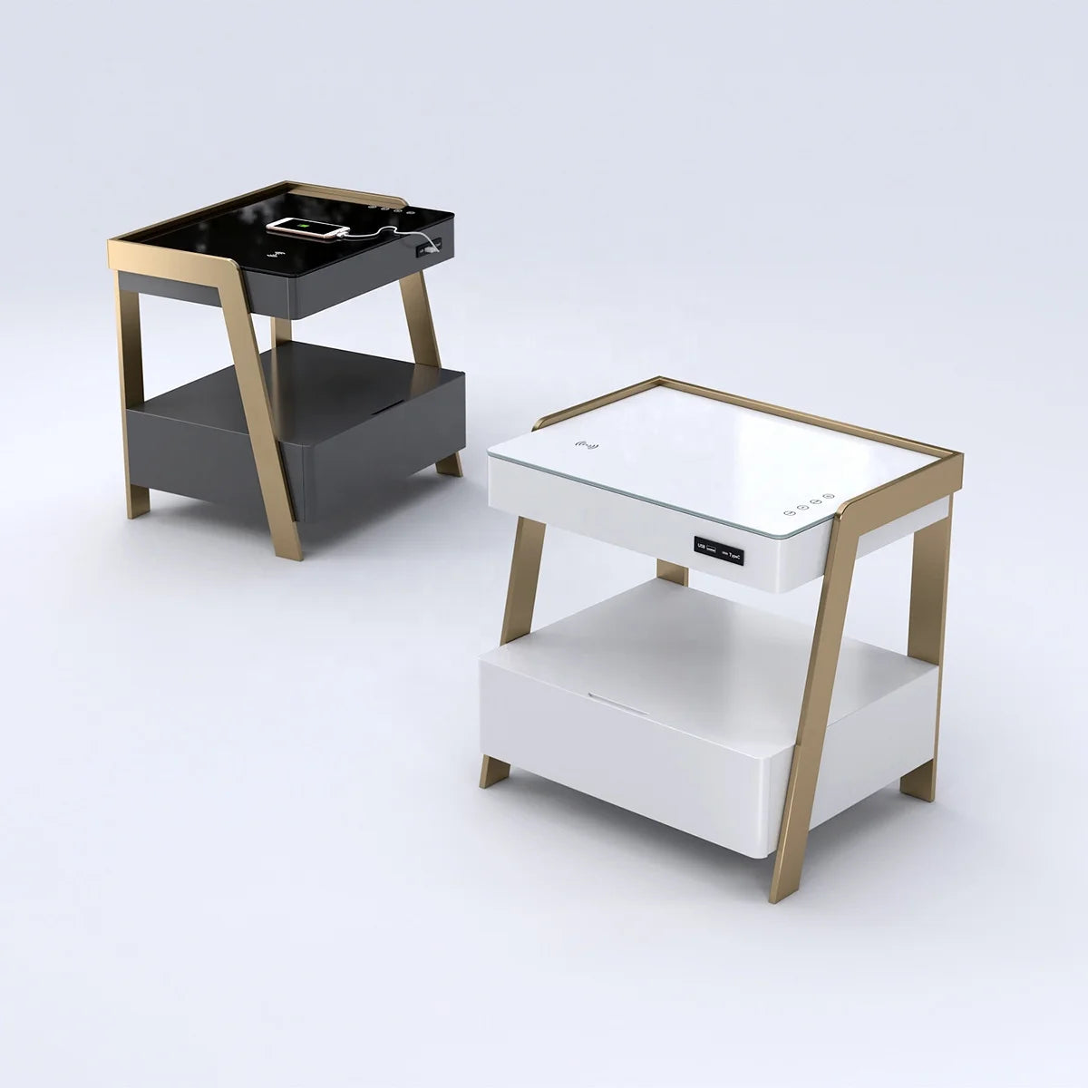 Wholesale Modern Intelligent Charging Bedside Table Multi-functional Bedside Table Side Table Drawers for Living Room Bedroom