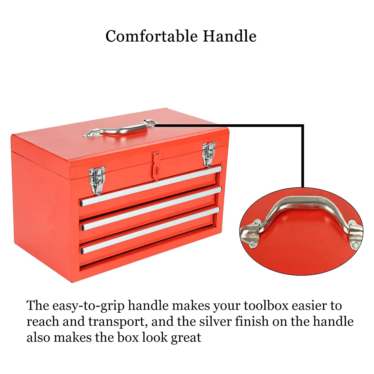 Heavy Duty Cold Rolling Steel 3-Drawer Stainless Steel Handles Storage Cabinet Garage Mechanic Organizer Tool Box