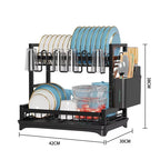 Double-Layer Dish Rack Kitchen Countertop Storage Rack Multifunctional Carbon Steel Dish Drying Rack