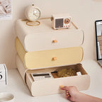 Modern Desk Organizer, Desktop Organizer with  Drawer Plastic Transparent Desktop Storage Box Organizer