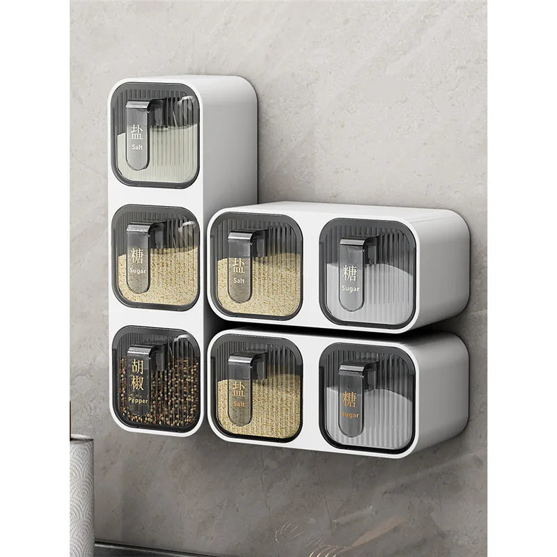 Chaozhou Wall Mounted Spice Jar Stackable Flip Top Airtight Kitchen Storage M Size Freshness Preservation
