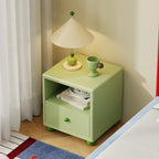 Modern Iron Smart Nightstand LED Light Drawers/Open Shelf Storage-Durable Multifunction Design for Apartment Bedroom Home Use