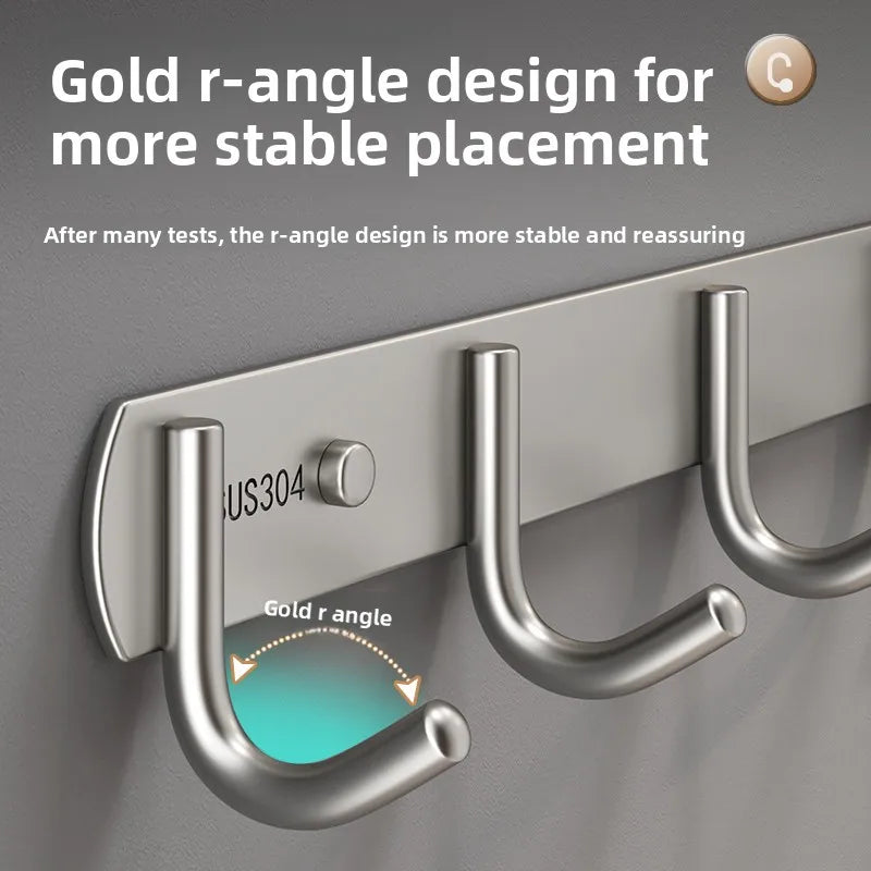 HUOLI Black 304 Stainless Steel Wall-Mounted Hooks - Modern Bathroom & Kitchen Storage, Hotel Bathroom Accessories Low Price