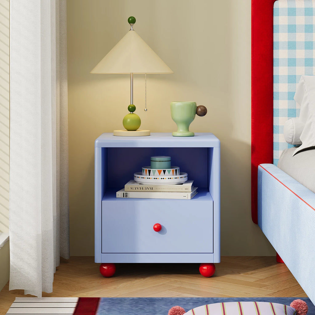 Modern Iron Smart Nightstand LED Light Drawers/Open Shelf Storage-Durable Multifunction Design for Apartment Bedroom Home Use