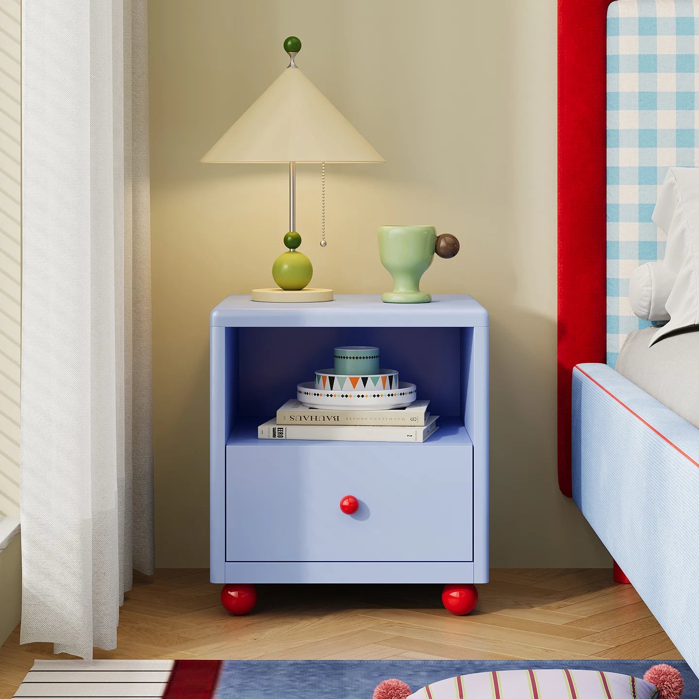 Modern Iron Smart Nightstand LED Light Drawers/Open Shelf Storage-Durable Multifunction Design for Apartment Bedroom Home Use