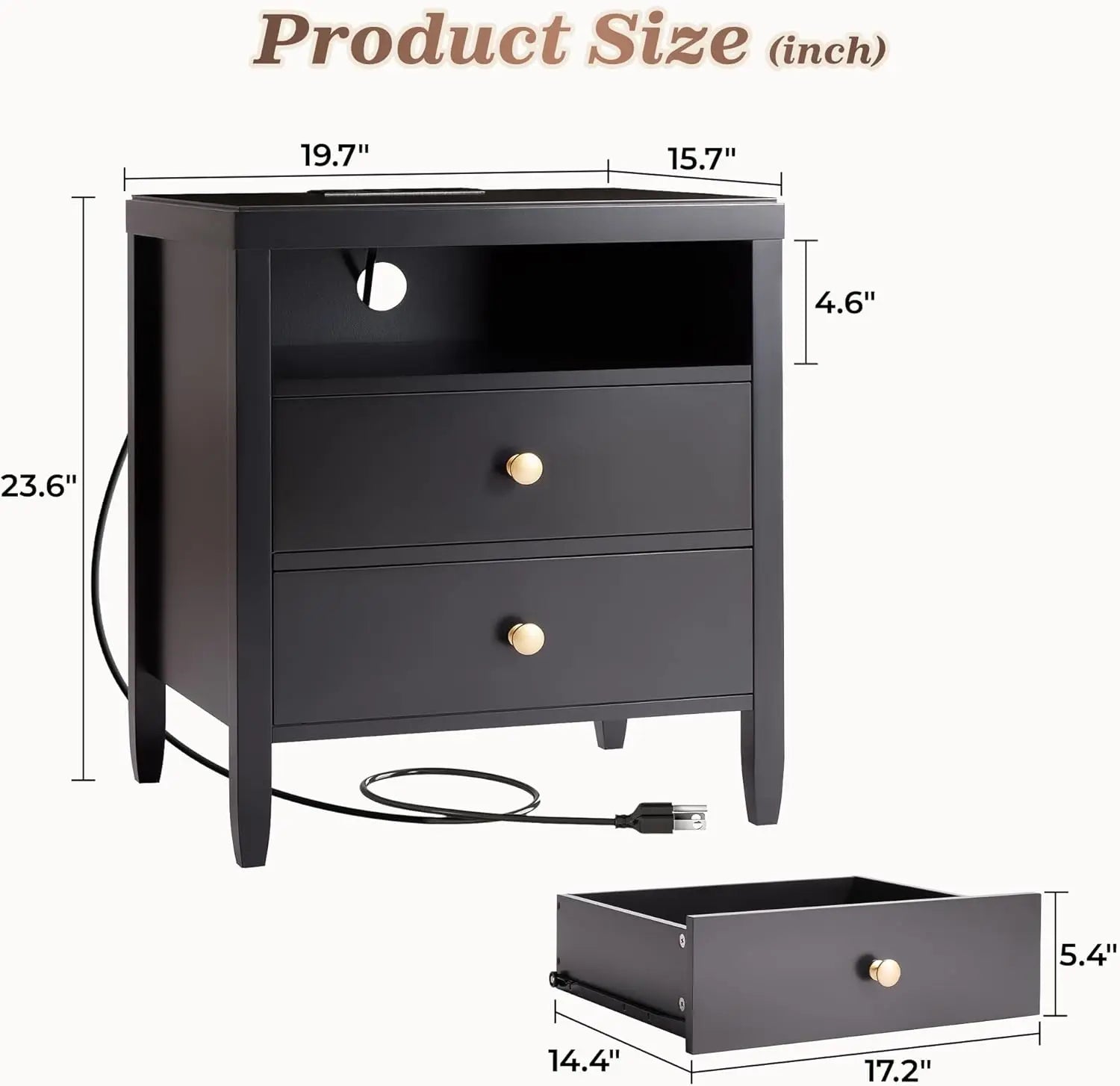 Modern 2-Drawer Bedside Nightstand Painted Surface for Bedroom Storge Cabinet