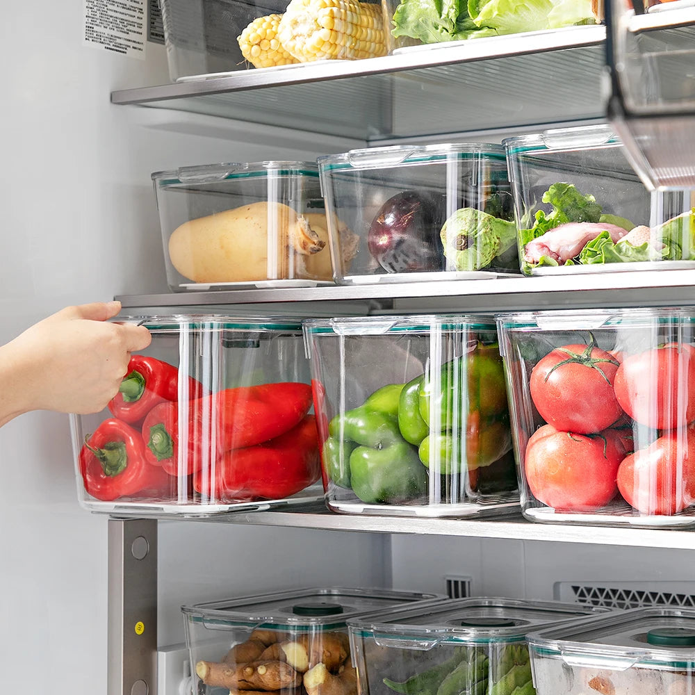 Cheap Transparent Lockable Plastic Food Kitchen Fridge Storage Box