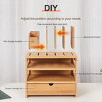 Modern Multi-layer Bamboo Desk Organizer with Drawers and Document Holder for Home or Office-Wholesale