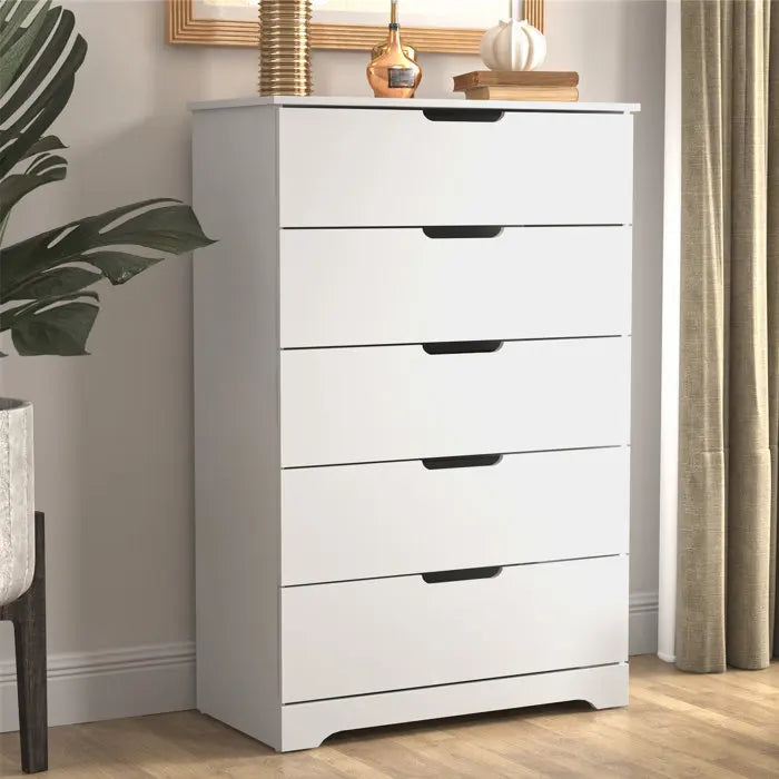 HOMEFIELD Wholesale Custom Bedroom Dresser Wood Bedside Table High Gloss 5 Drawer Chest of Drawers