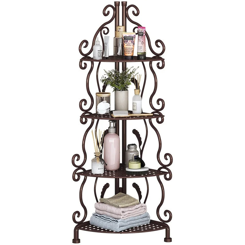 Bathroom Bedroom Kitchen Metal Multi-Layer Storage Rack Shelf Home Floor-Standing Triangle Design Storage Kitchen Organizer