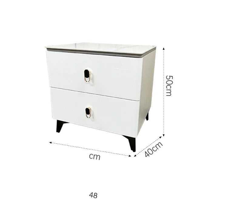 Light Luxury Nightstand with Lock Simple Modern Classic Design Drawer Storage Complete 2 Drawer Bedroom Bedside Cabinet