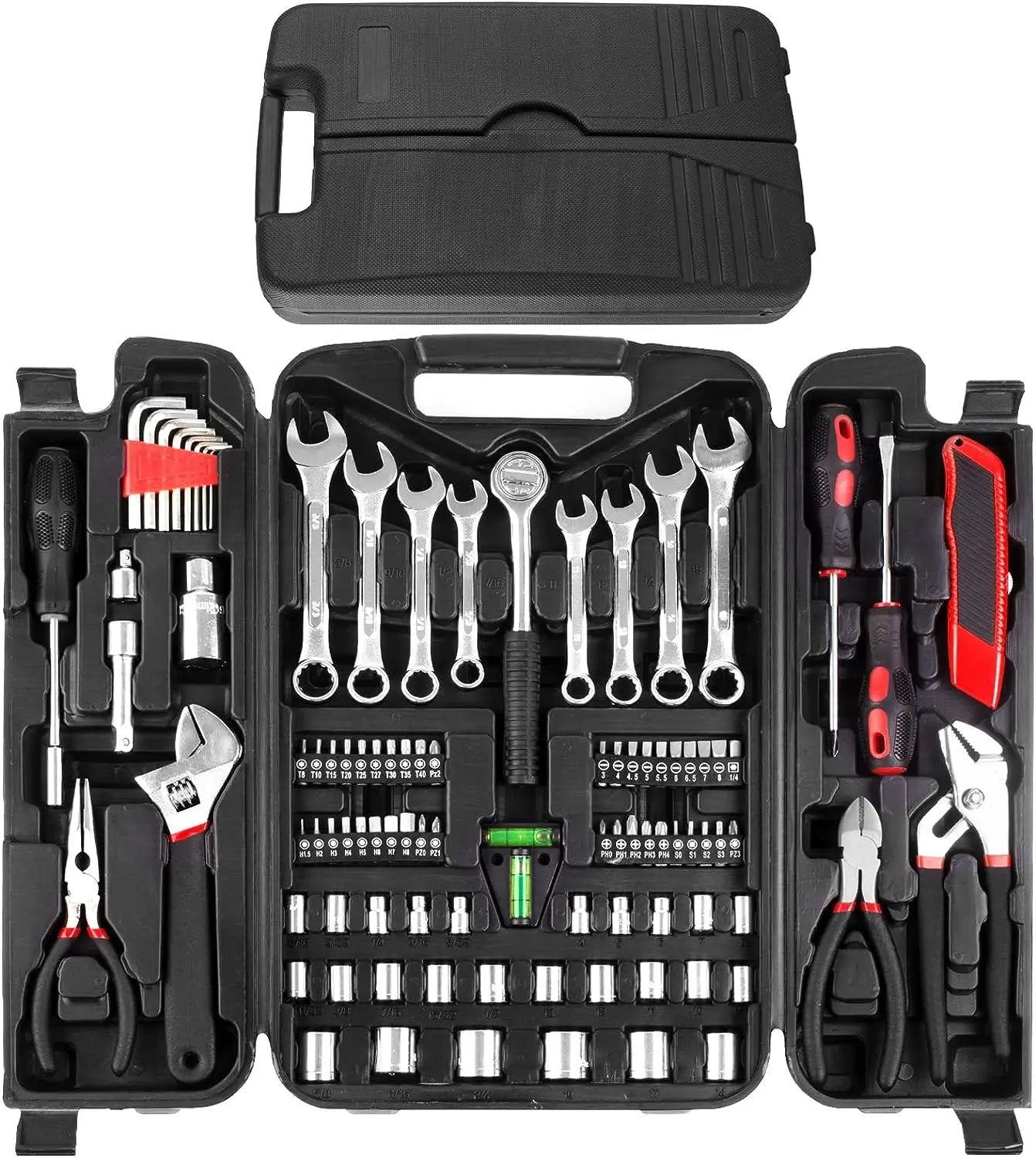 Auto Repair Mechanics Tool Set CRV 95-Piece Multifunctional Portable Tool Kit Plastic Toolbox for House Apartment Garage