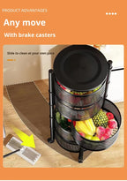 Modern Kitchen Storage Rack 5-Tier Metal Storage Tower Cart Organizer Rolling Wheels Removal Basket Fruit Vegetable Grocery