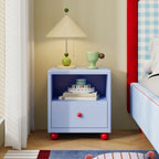 Modern Iron Smart Nightstand with Drawers & Open Shelf Storage-Durable Multifunction Design for Apartment Bedroom and Home Use