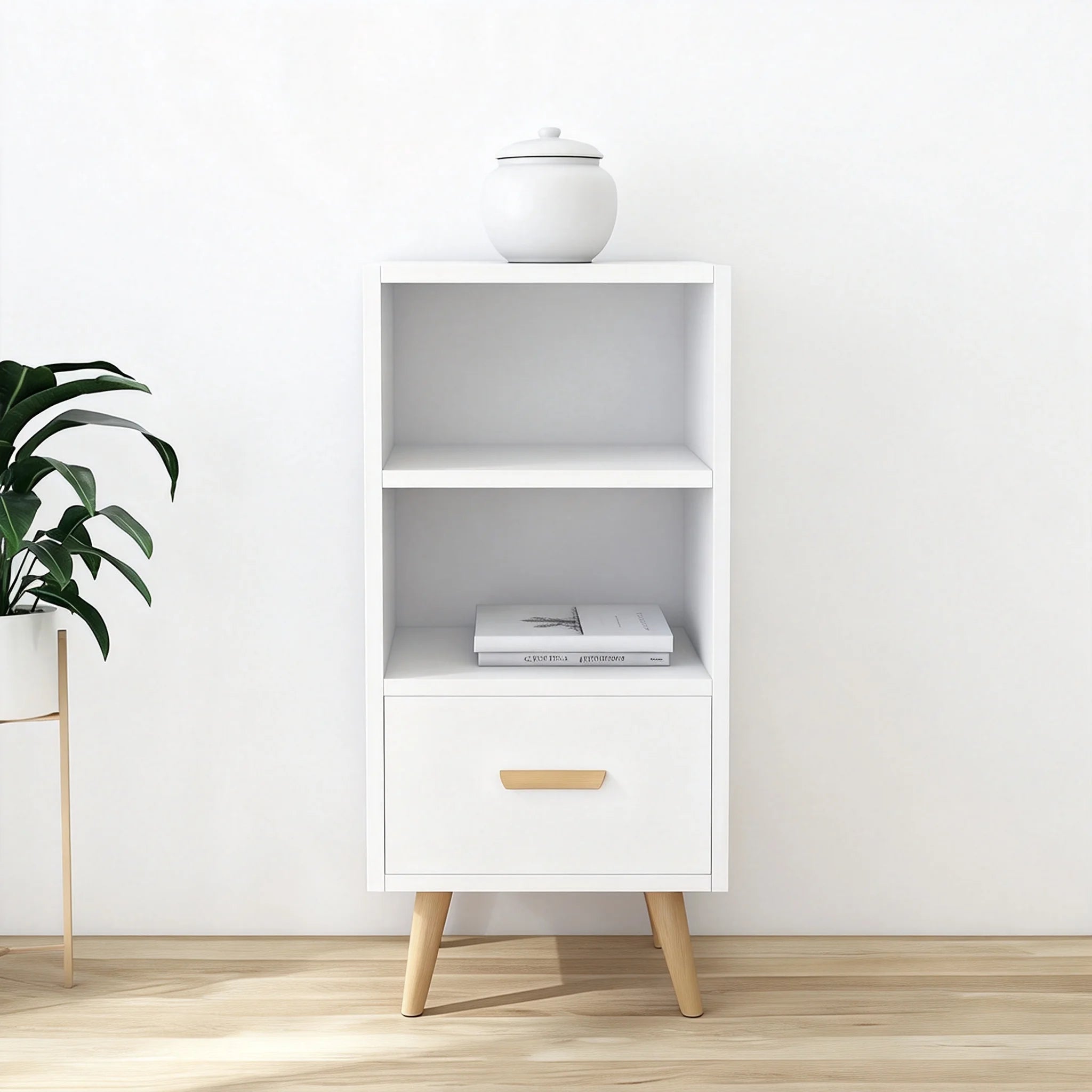 Wooden Shelf Modern White Particle Board MDF Bedroom Furniture Set Living Room Sofa Bedside Table Nightstand 2 Drawers Panel