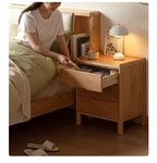 Low Price Solid Oak Wood Bedside Cabinet Modern Luxury Design with 2 Drawers for Apartment Bedroom and Living Room