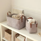 Girida Modern Rectangular Corduroy Multifunction Storage Basket with Handle Portable Desktop & Clothing Storage Set