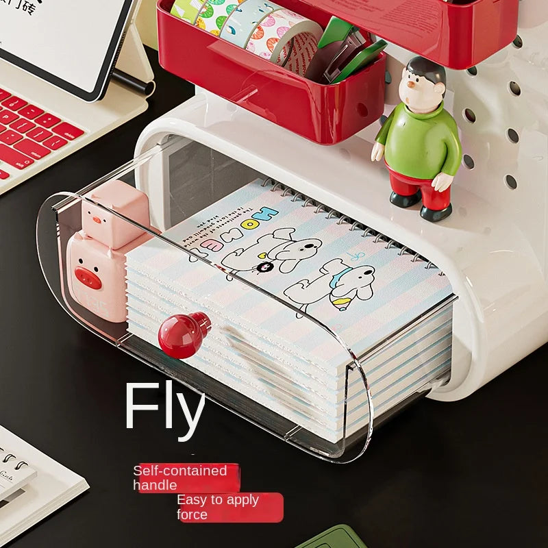 Plastic Desktop Hole Board Storage Box Drawer-Type Office & Student Desk Stationery Organizer Storage Rack