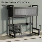 Over the Sink Dish Drying Rack Dish Drainer Racks with Dust-proof Cabinet Door Space-Saving Kitchen Organizer for Dishes