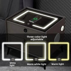 Modern Solid Wood Nightstands Multi-Functional Smart Bedside Cabinet Light Fingerprint Lock Wireless Charging Bluetooth Bedroom