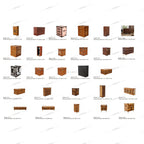 Industrial Side Cabinet Bedside Table 3 Drawers Leather Storage Box Stylish Golden Mushroom Nail Design for Home Bar Bedroom