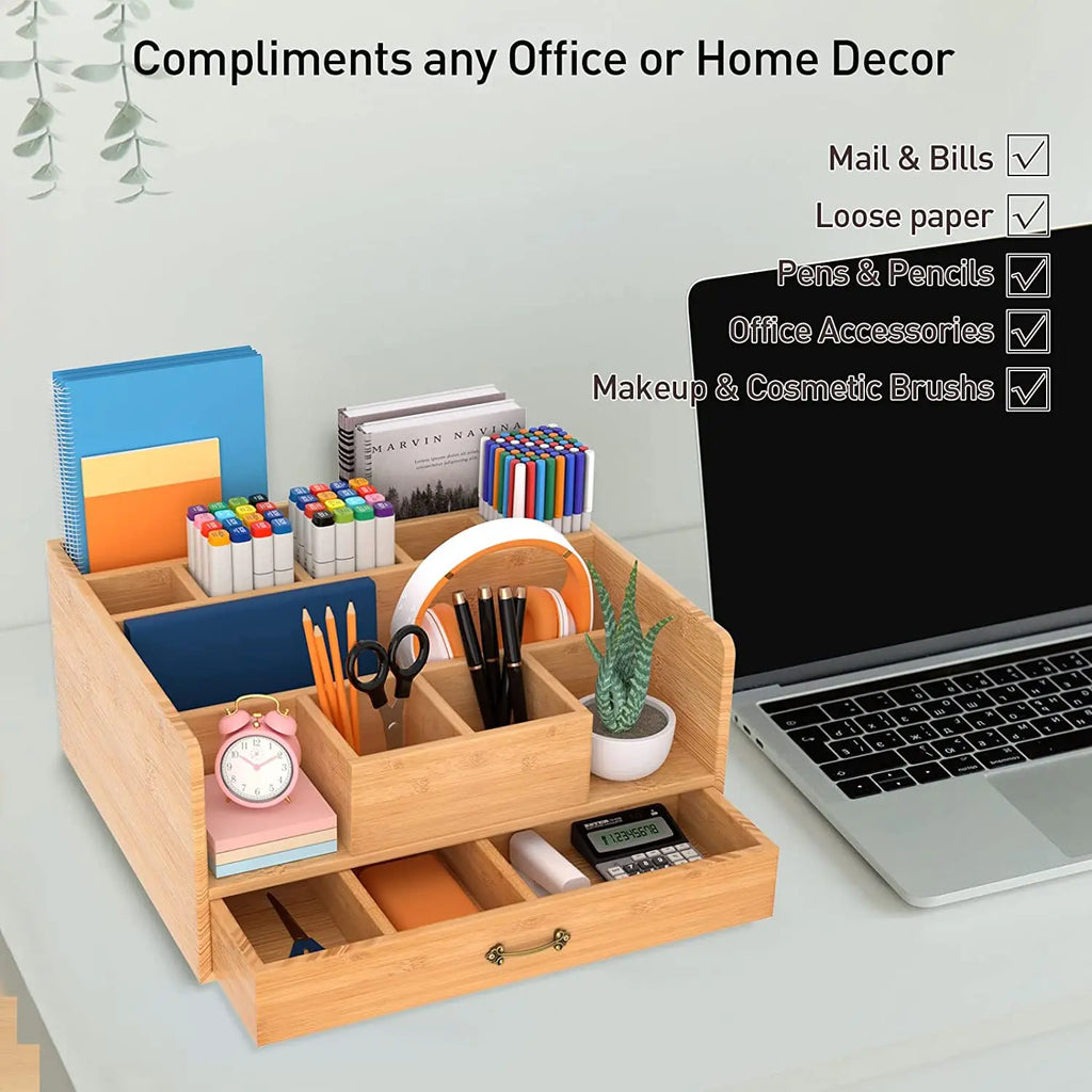Desk Organizers with Drawer, Desk Organizers and Accessories with Pen Holder, Desktop File Organizer and Storage