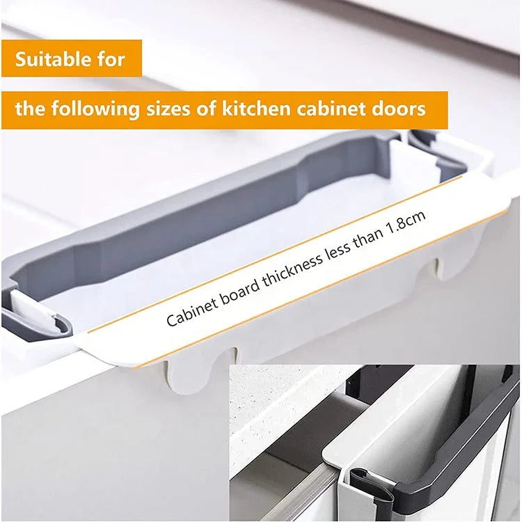 8L Hanging Kitchen Garbage Bin Plastic Collapsible Trash Can with Trash Bag Storage for  Cabinet Door Bathroom Car
