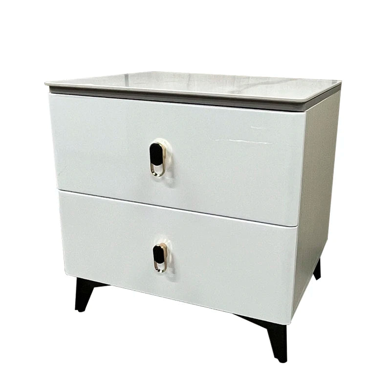 Light Luxury Nightstand with Lock Simple Modern Classic Design Drawer Storage Complete 2 Drawer Bedroom Bedside Cabinet