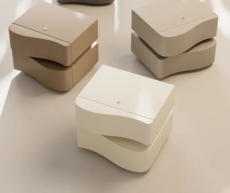 Latest Cream Smart Floating Nightstand with Sensor LED Light Modern Lamp Luxury Bedside Cabinet 2 Drawers Bedroom Furniture