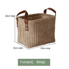 Girida Modern Rectangular Corduroy Multifunction Storage Basket with Handle Portable Desktop & Clothing Storage Set