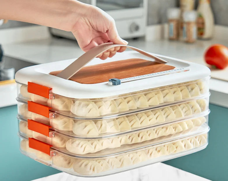 Dumpling Plastic Kitchen Storage Box Refrigerator Freezing 3 Layer Frozen Box Crisper Food Grade Stackable Food Containers
