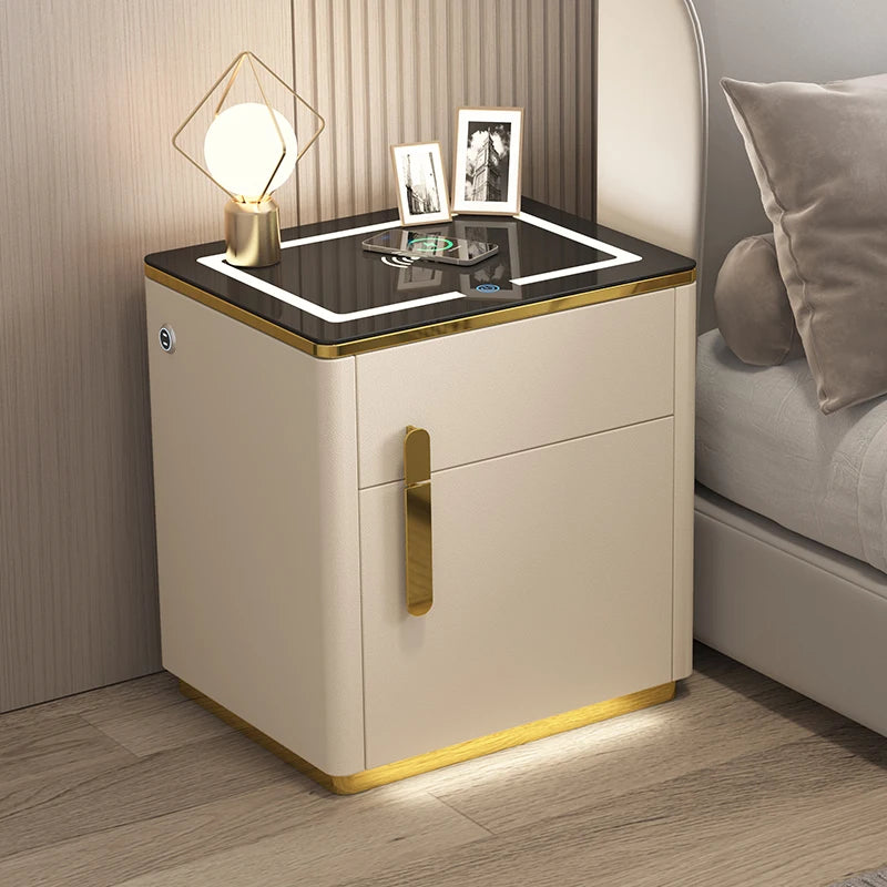 Light Luxury Modern Smart Bedside Table Small Multifunctional Invisible Integrated Safe Wireless Charging Password Living Room