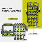 Multifunctional Black Carbon Steel Power Tool Organizer Drill Holder with Five-Tier Wall Mount Rectangle Garage Use Utility Rack