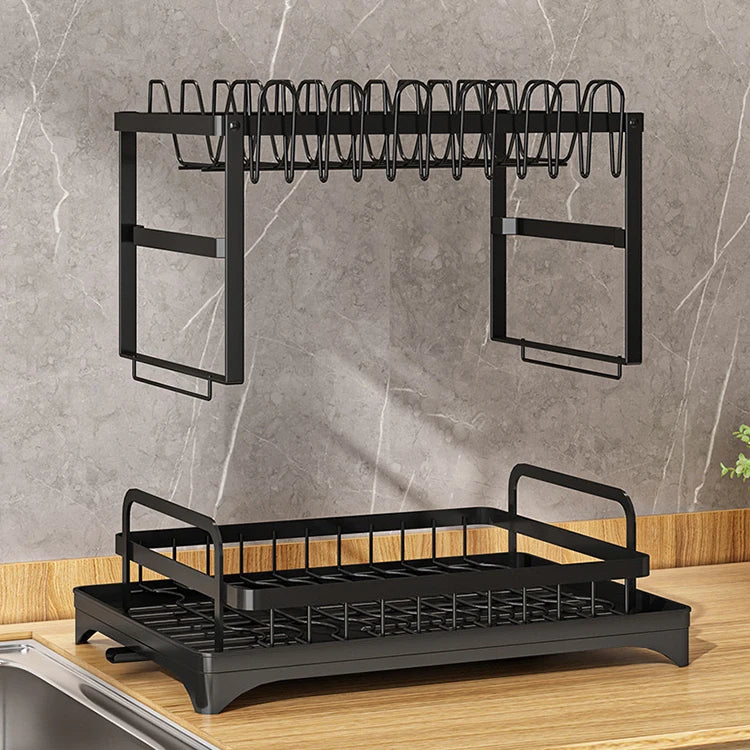 BX 2-Tier Dish Rack Large Dish Drying Rack Dish Draining Rack with Drainboard for Kitchen