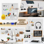 White Metal Kitchen Pegboard Organizer Wall Mounted Storage Panel with Hooks and Accessories - Rack Board for Home Space Saving