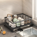 Kitchen & Living Room Dish Drainer Rack Expandable Metal Organizer with Printed Logo OEM Over-the-sink Storage