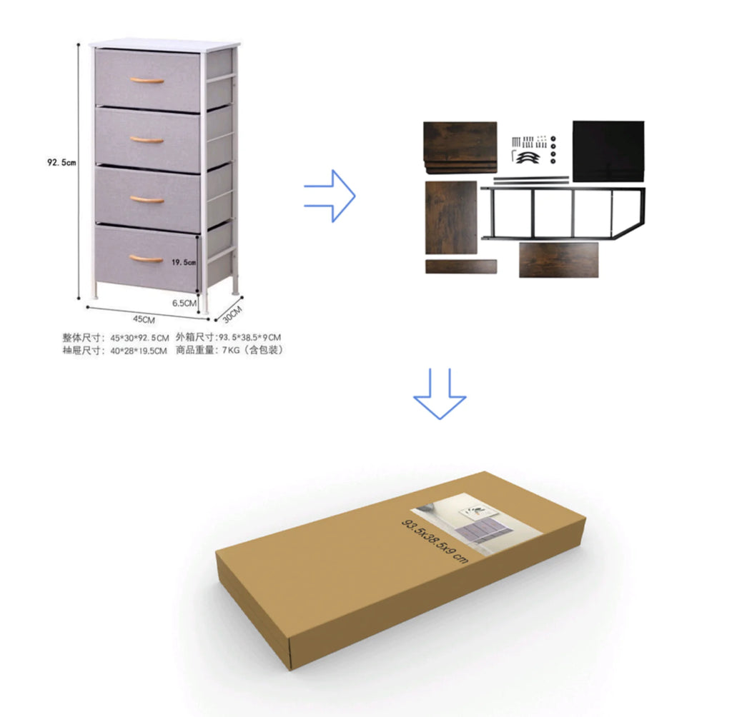 Corner Modern Nightstand with 3 Storage Dresser Drawers Bedroom Furniture