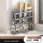 Multi-purpose Double Tier Wall-Mounted Kitchen Storage Cage Carbon Steel Knife & Cutting Board Rack Modern Multi-functional