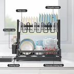 Double-Layer Dish Rack Kitchen Countertop Storage Rack Multifunctional Carbon Steel Dish Drying Rack
