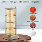 Quality Upgraded Multi-layer Rotating Plastic Spice Rack with Spoons Kitchen Condiment Storage Box Seasoning Organizer Container