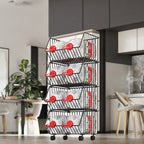 Modern Simple Floor Standing 5-Tier Non-Folding Movable Kitchen Storage Rack for Home Use