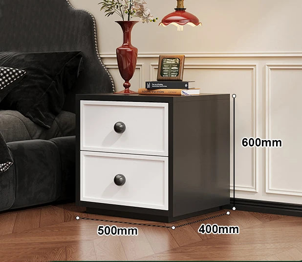 Luxury Steel Bedside Table with LED Light and Wireless Charging Modern Nightstand with Drawer for Apartment Bedroom