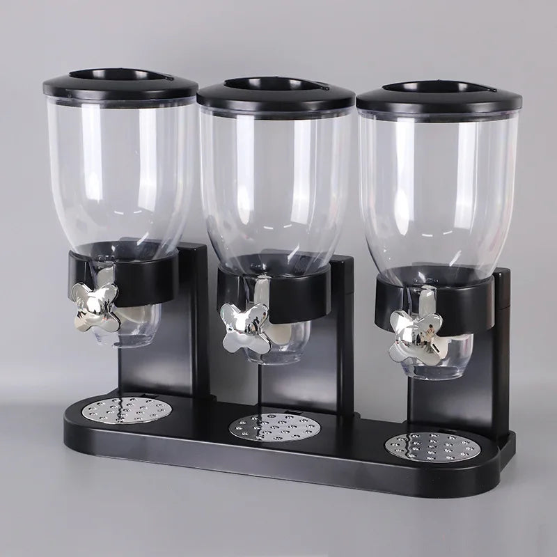 Bulk Manual Rotate Button Plastic Double Cereal Grain Rice Container Kitchen Dry Food Storage with Dispenser