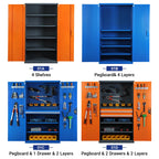Factory Workshop Garage Two Door Heavy Duty Multi Functional Metal Tool Cabinet Three Point Lock Adjustable Shelves OEM/ODM/OBM