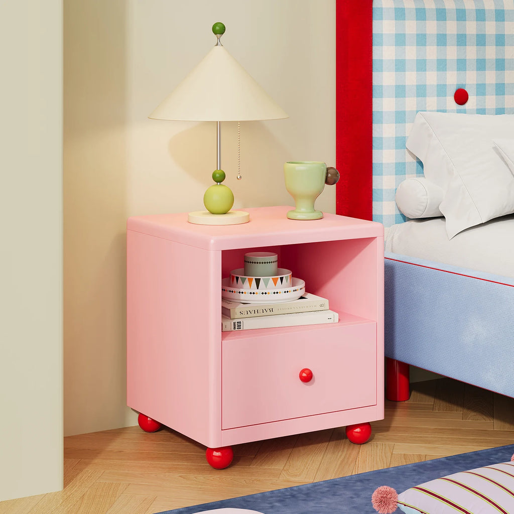 Nordic Iron Smart Nightstand Drawers Open Shelf Storage-Durable Multifunction Design for Apartment-Friendly Bedroom Small Spaces