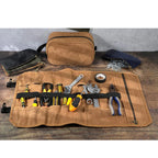 Durable Waxed Canvas Tool Roll Bag Easy to Carry Roll up Tool Bag with 18 Slots Heavy Duty Tool Roll Bag Organizer