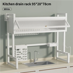 Over the Sink Dish Drying Rack Dish Drainer Racks with Dust-proof Cabinet Door Space-Saving Kitchen Organizer for Dishes